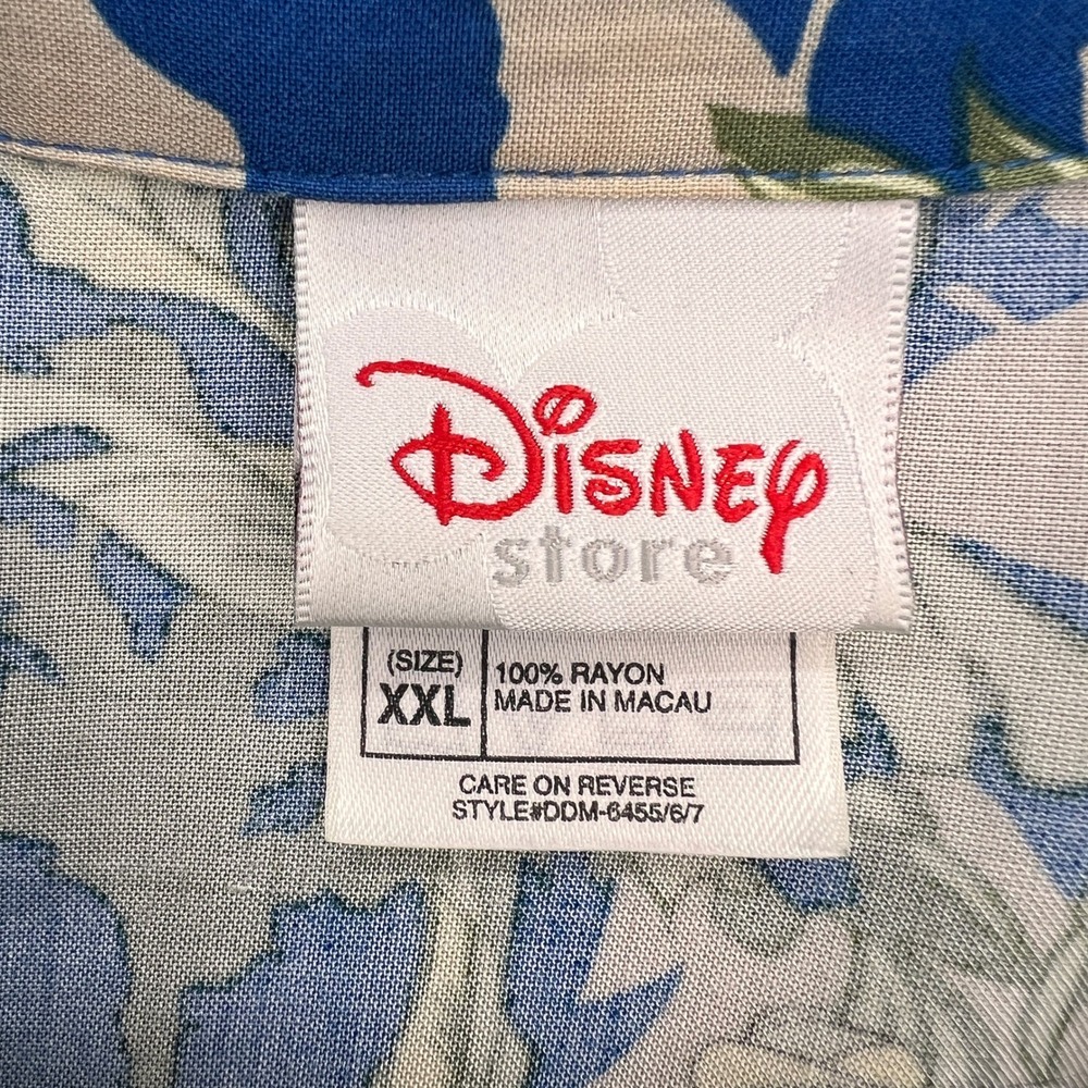 VTG Y2K Disney Store Hawaiian Shirt Mickey Donald Goofy Pluto Men XXL Blue Rayon - Picture 3 of 8